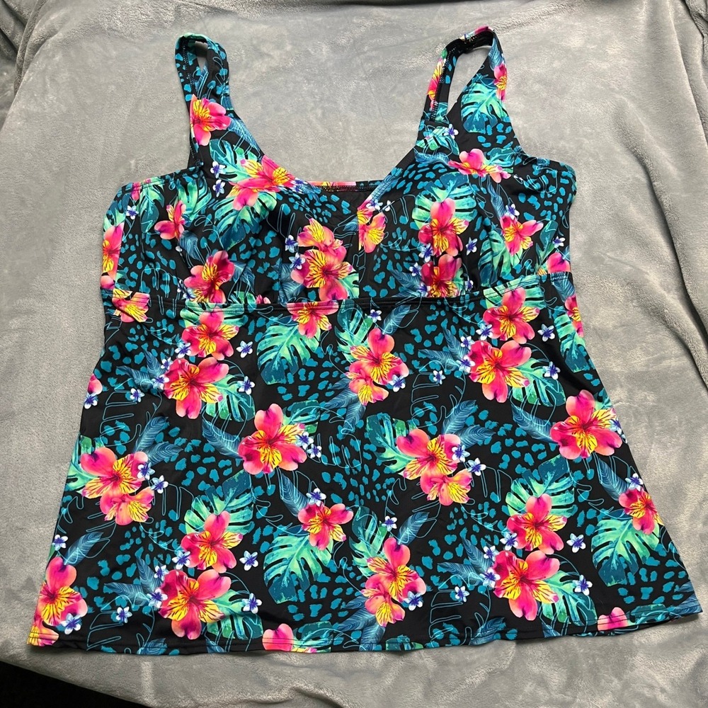 SWIM365 Tropical Floral Tankini Swim Top Women's Size 26 Swimsuits for All Plus